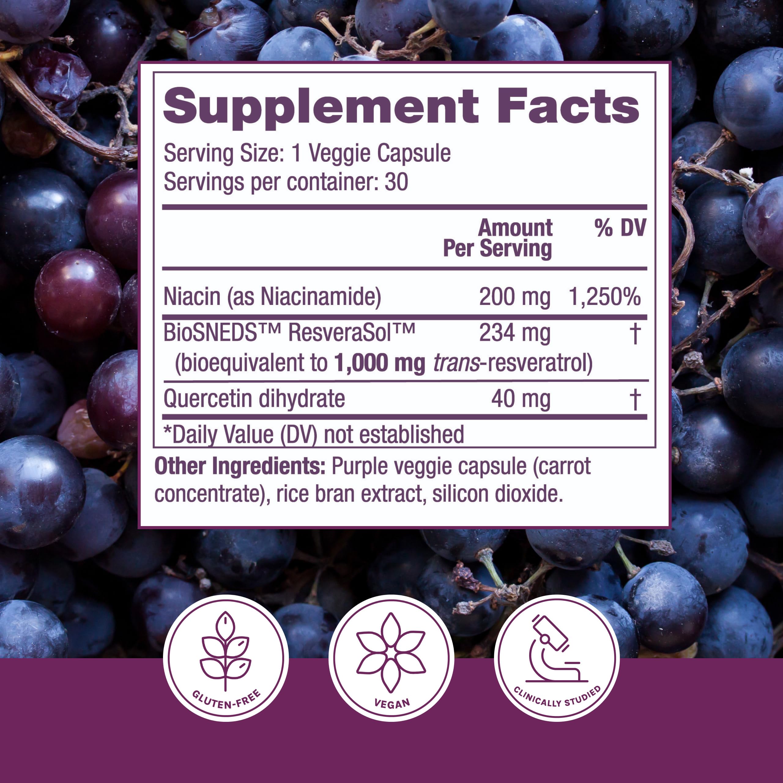 Close-up of Reserveage NAD Resveratrol Plus+ capsules for convenient daily use
