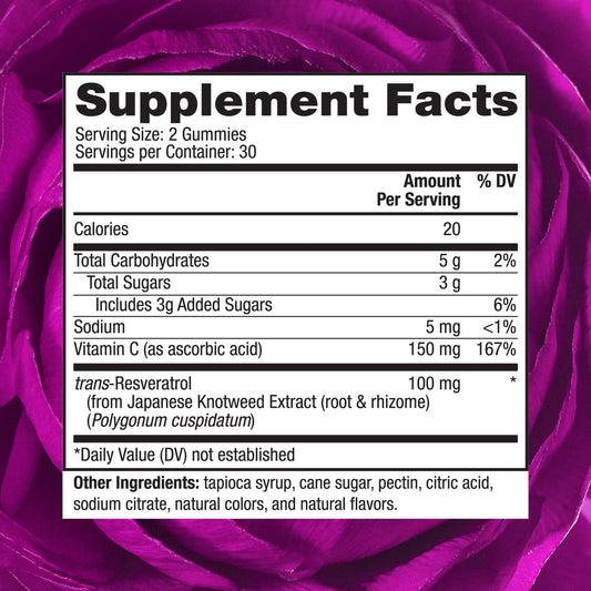 Close-up of Reserveage Nutrition Resveratrol Gummies with chewy gummies