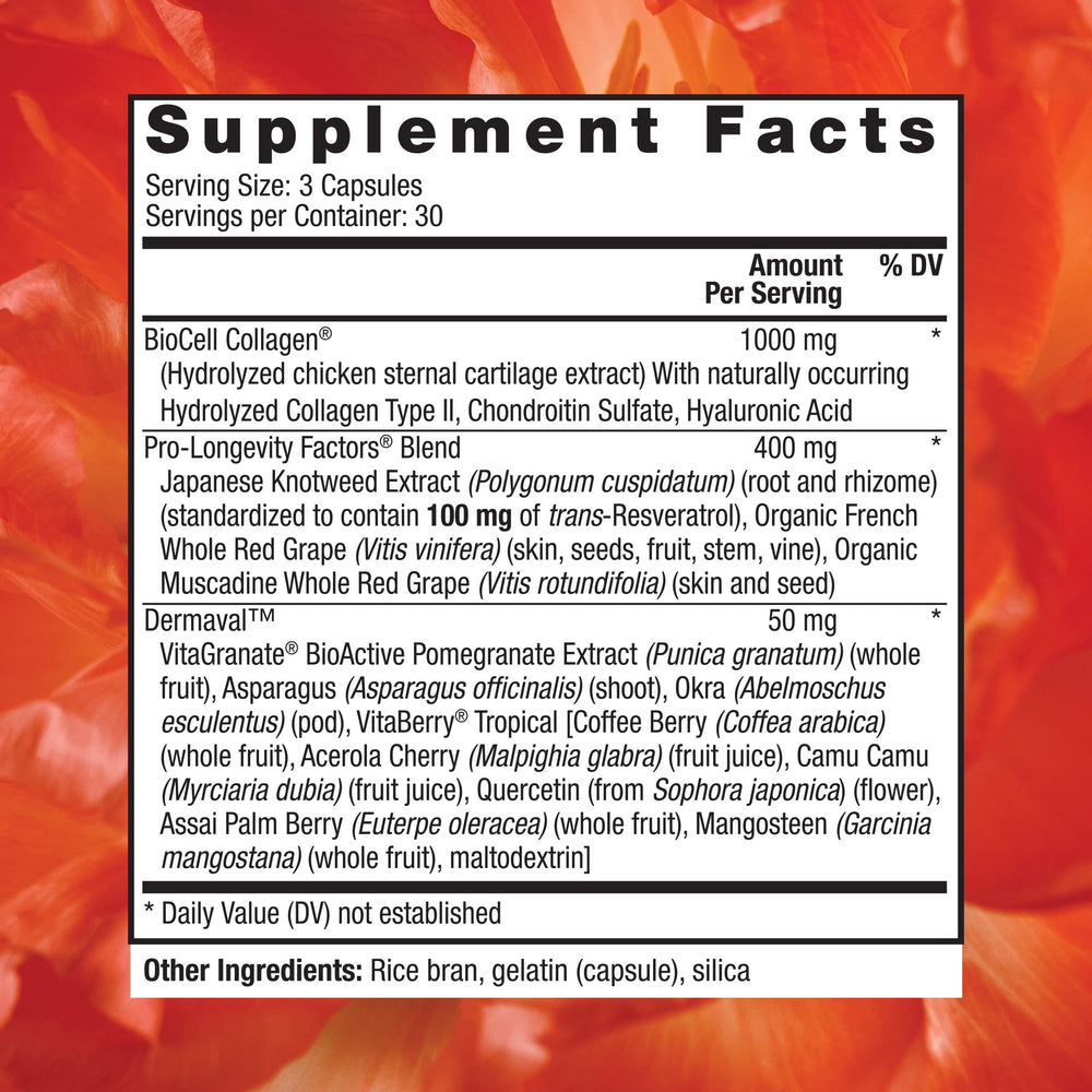 Ultra Collagen Booster bottle being poured for daily skin support.