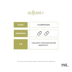 reset wellness Adjust+ L-theanine capsules convey calm focus and smooth energy