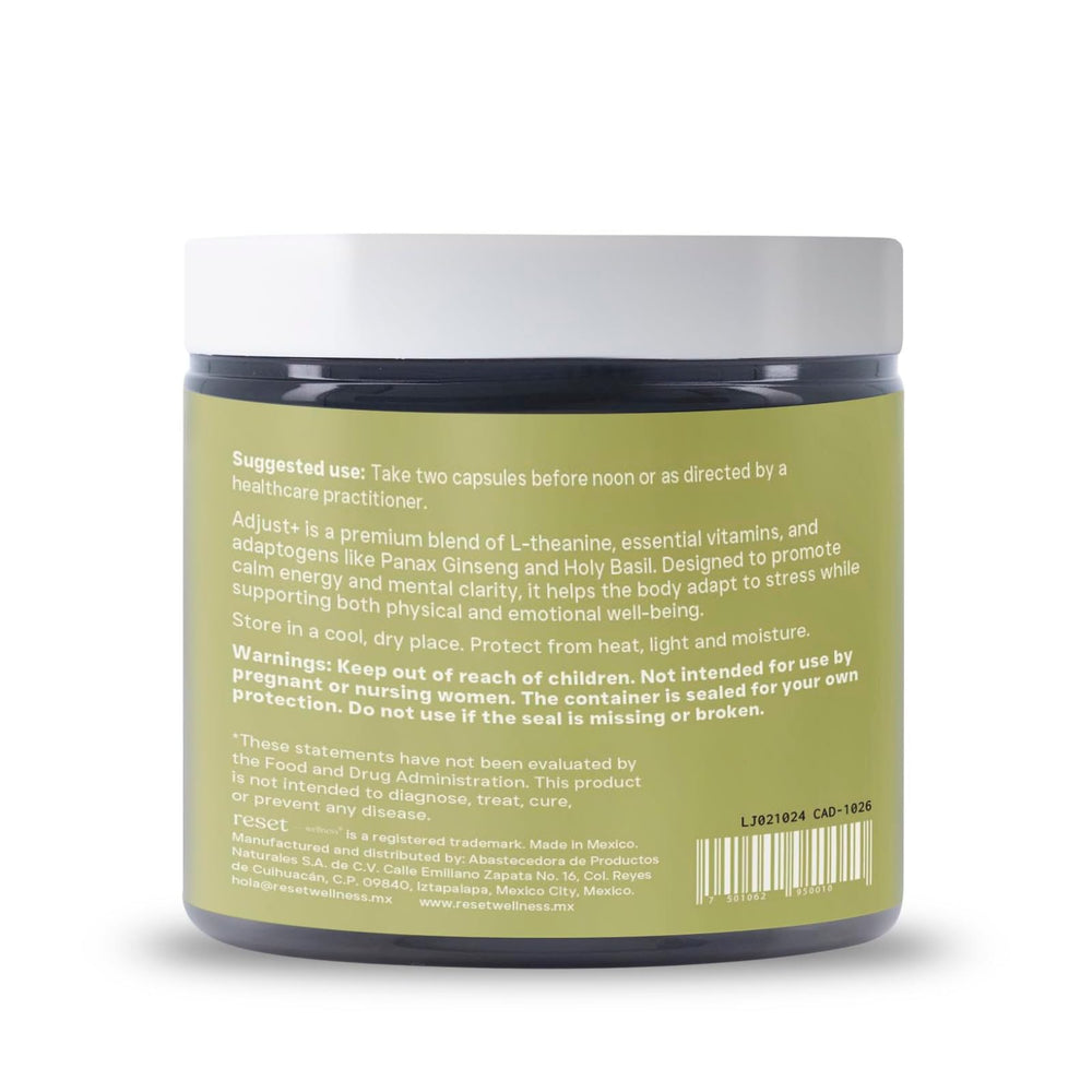 reset wellness Adjust+ front packaging with a clean, modern design