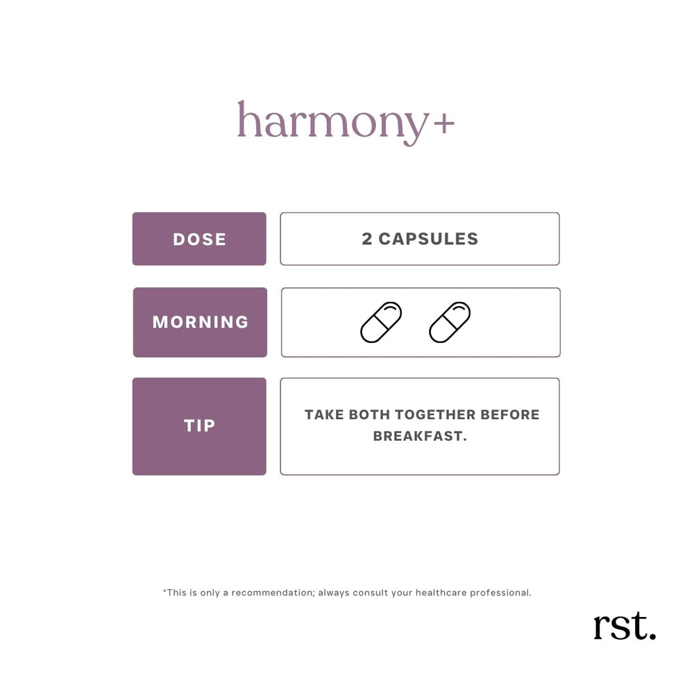 Harmony+ selenium capsules emphasize antioxidant support for vitality.