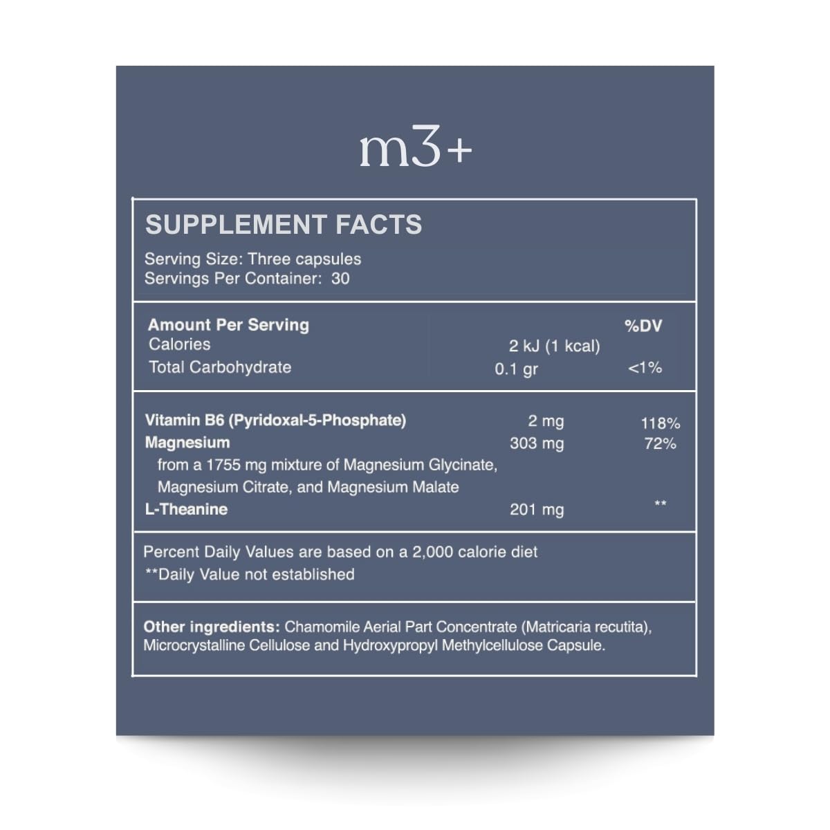 Reset Wellness M3+ bottle ingredients label showing citrate glycinate and malate blend.