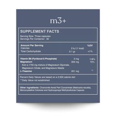Reset Wellness M3+ bottle ingredients label showing citrate glycinate and malate blend.