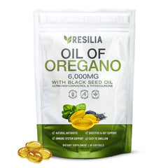 Resilia oil of oregano softgel bottle for daily immune support