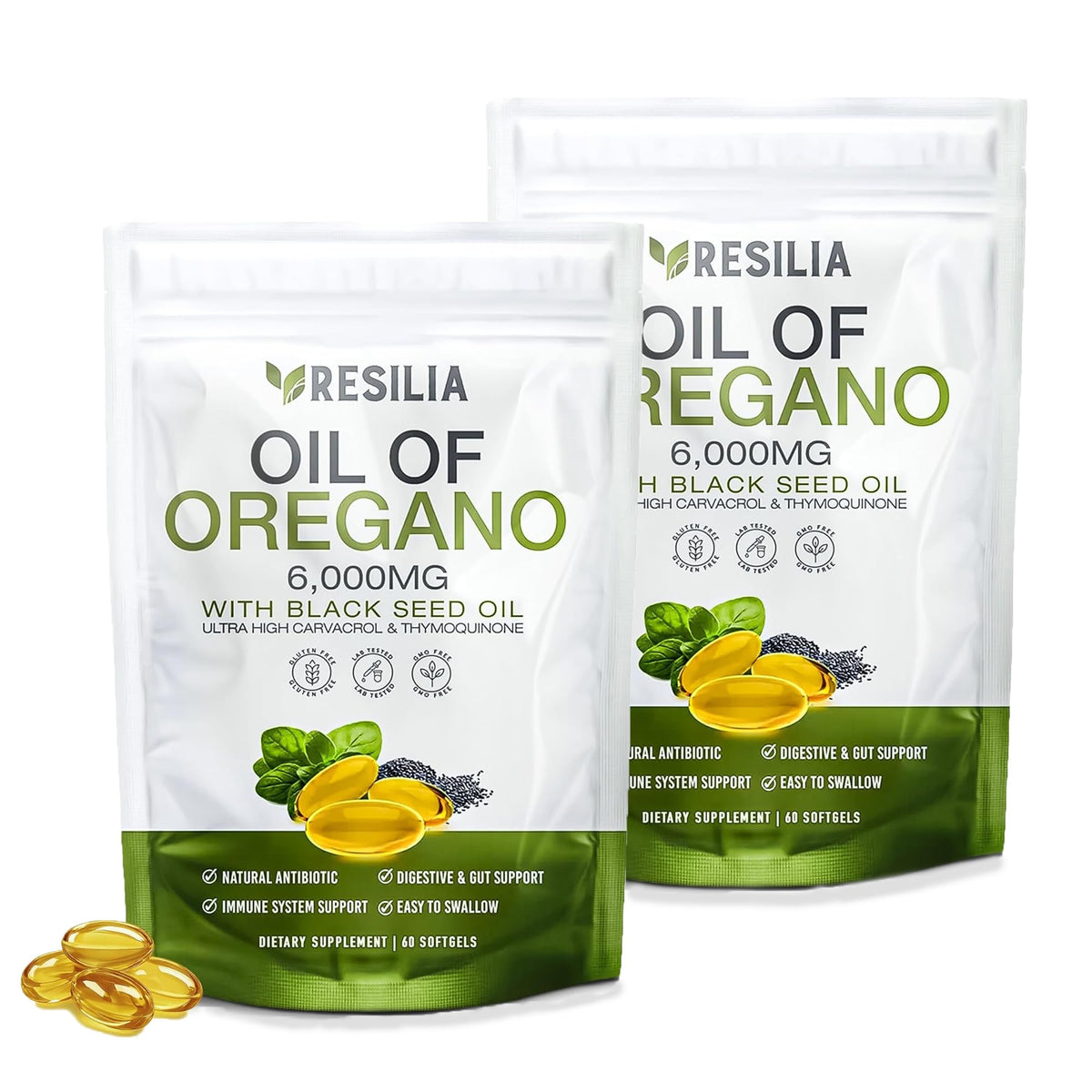 Resilia Oil Of Oregano softgels bottle for convenient daily wellness