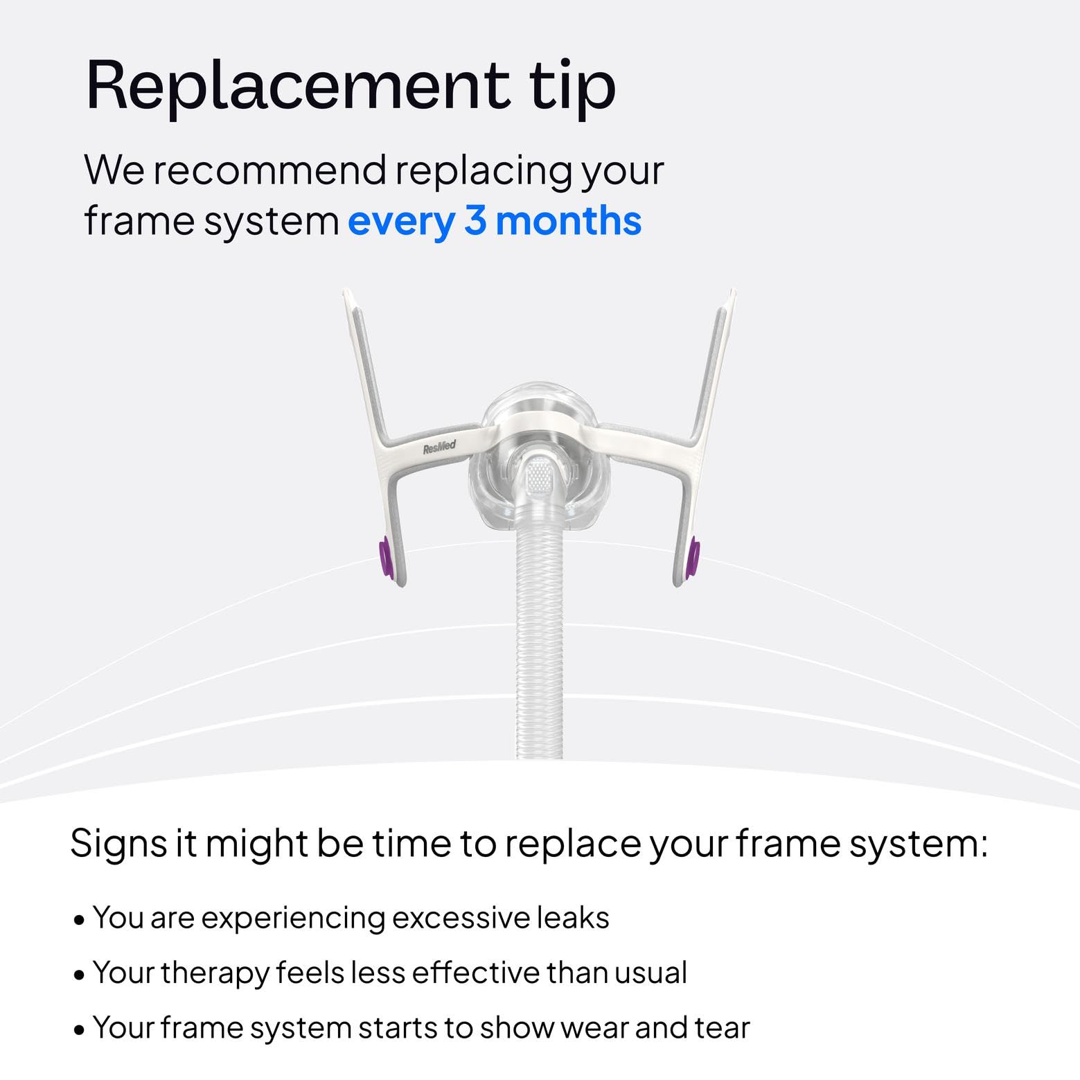 Frame system without headgear compatible with existing components