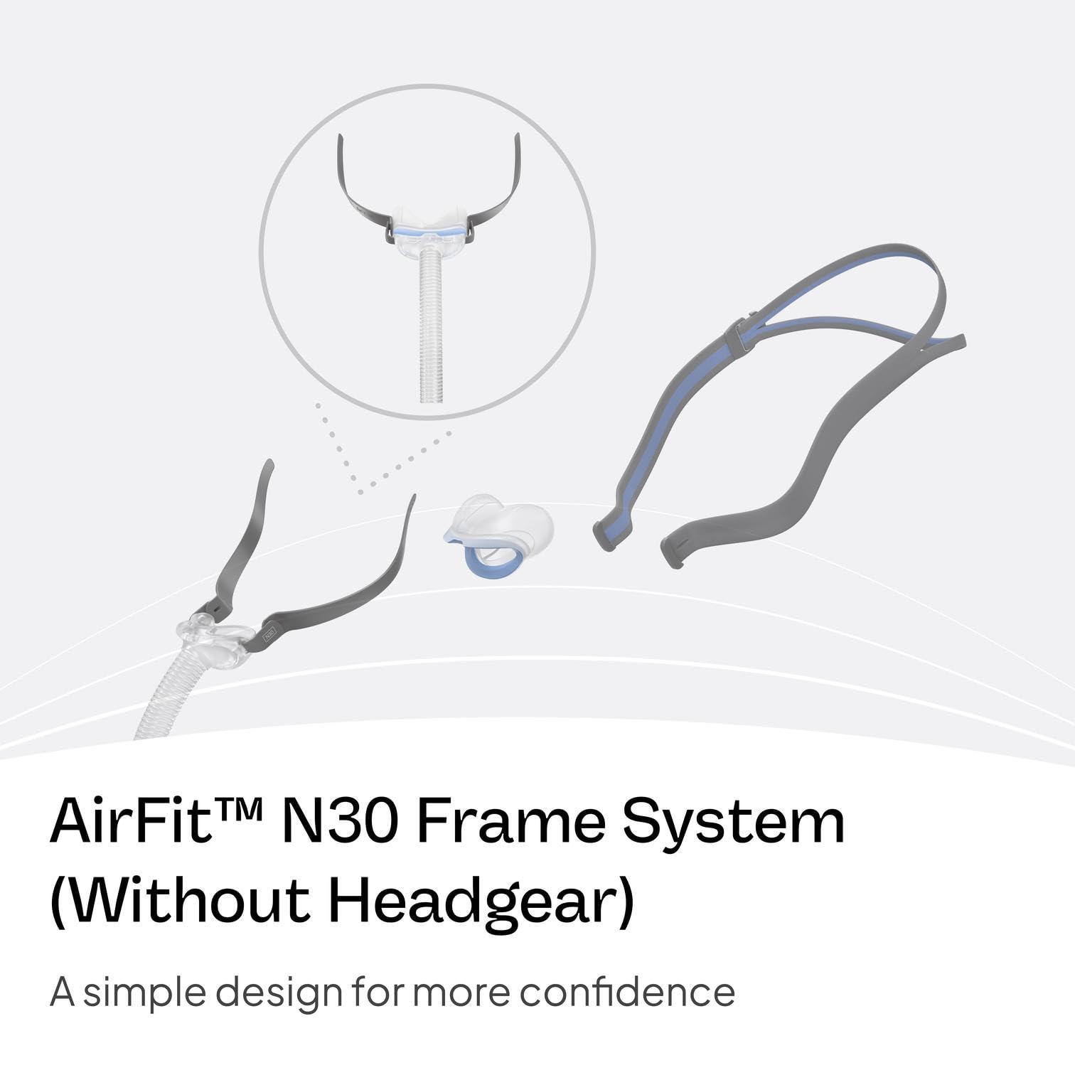 Closeup of AirFit N30 frame assembly showing lightweight connections