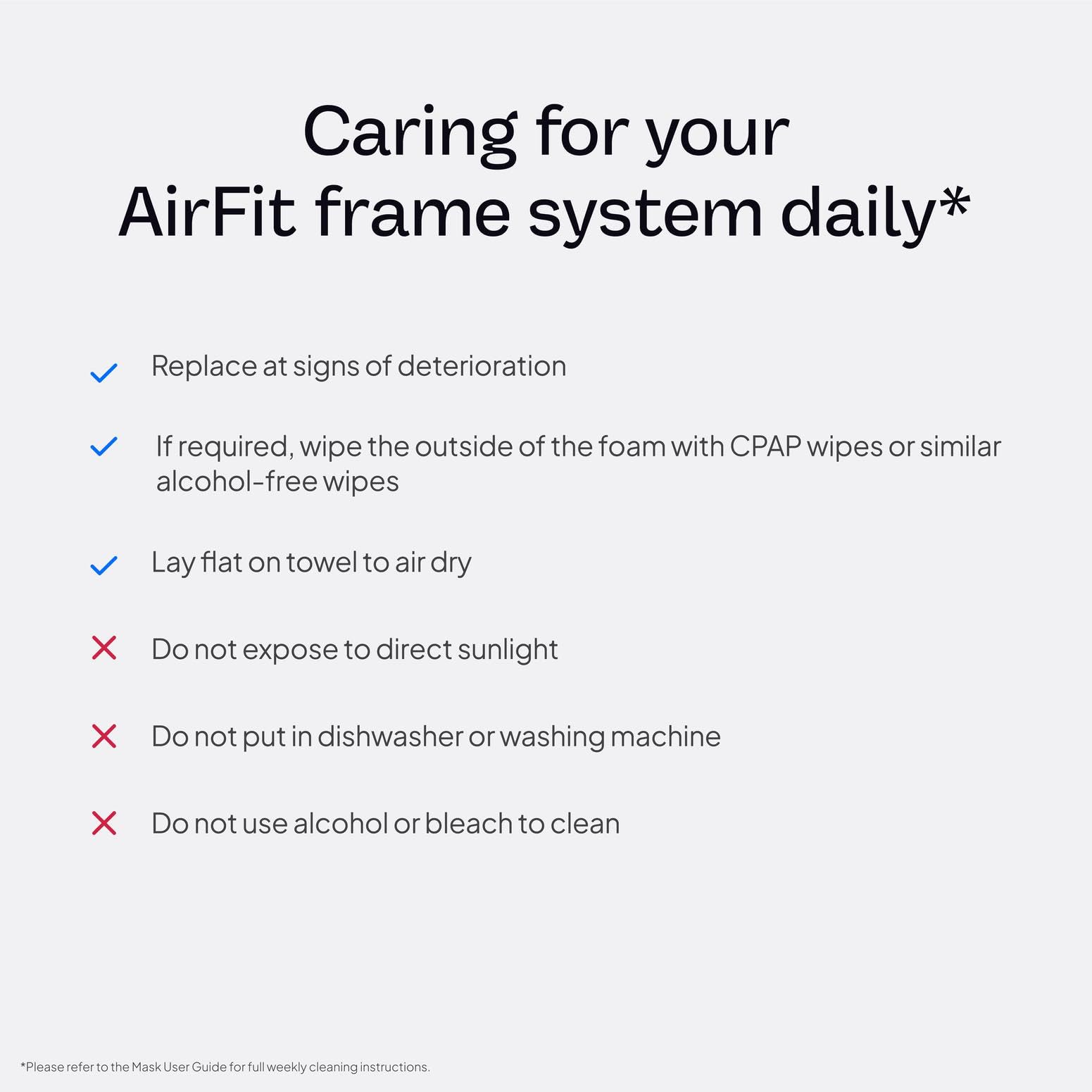 ResMed AirFit N30 frame front view shows a slim, low-contact design.