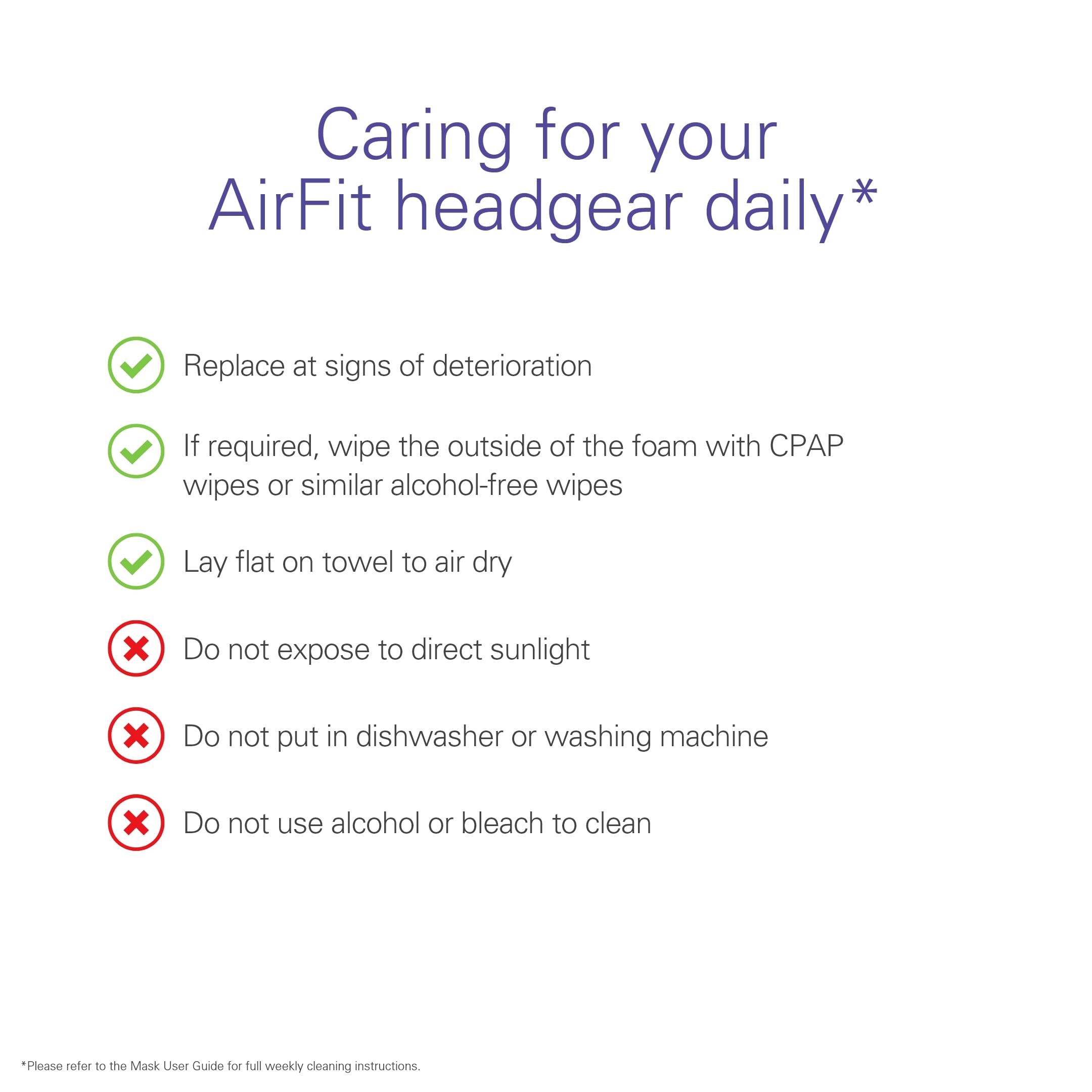 ResMed AirFit N30 replacement headgear for AirFit N30 CPAP mask.