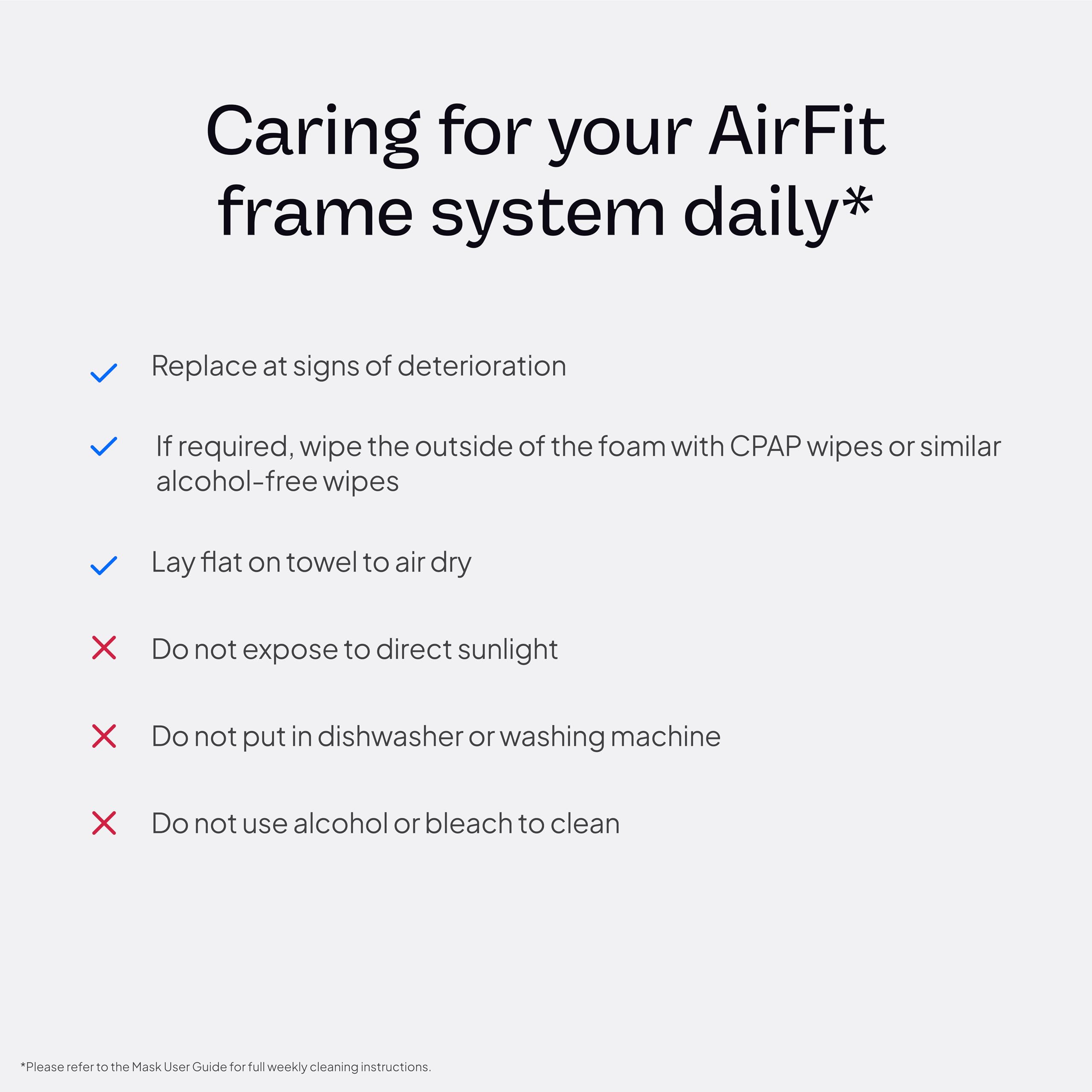 ResMed AirFit N30i frame set with no headgear included for compatibility note
