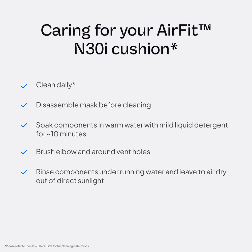 ResMed AirFit N30i heavy-duty silicone cushion for durable daily use
