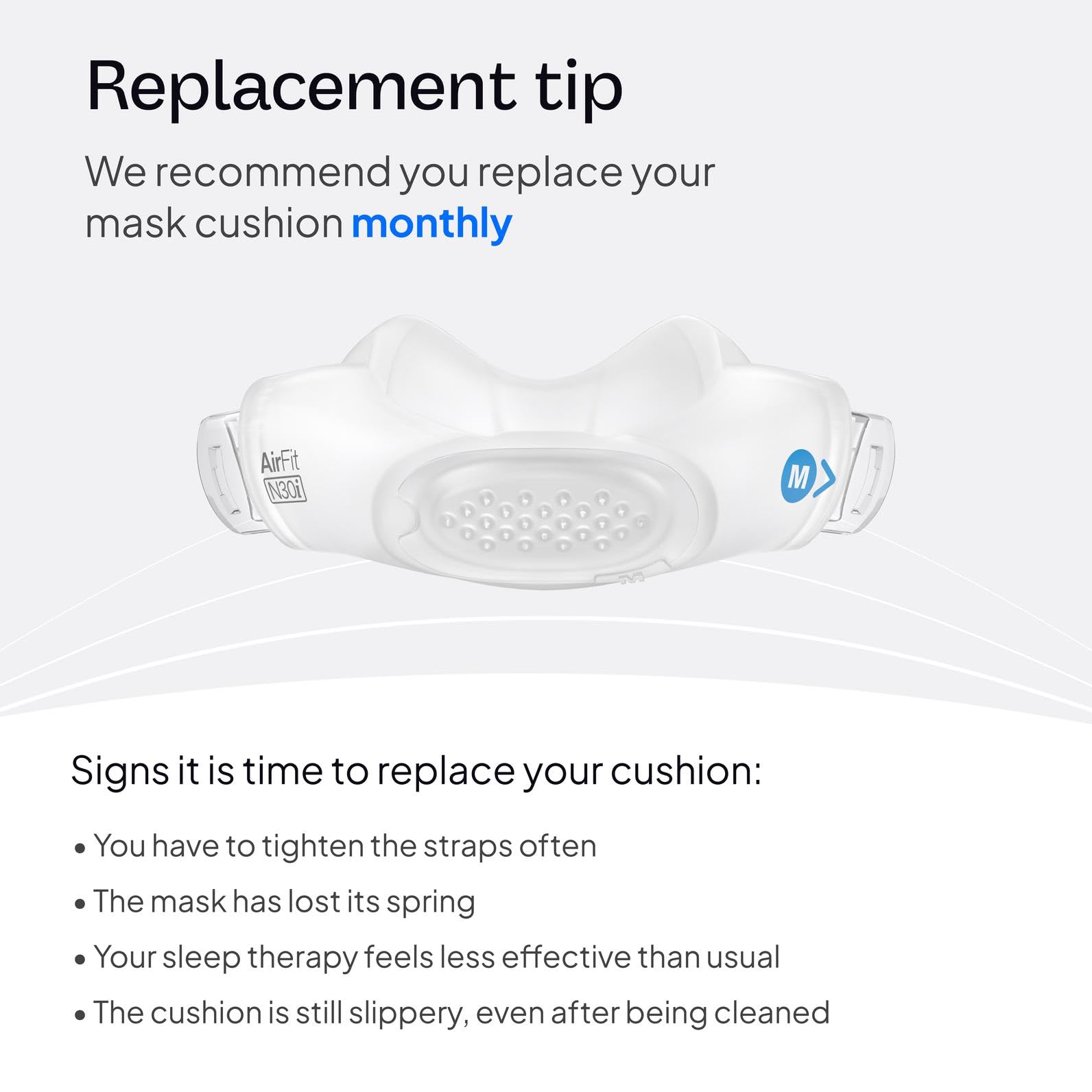 ResMed AirFit N30i nasal cradle-fit helps comfortable breathing alignment