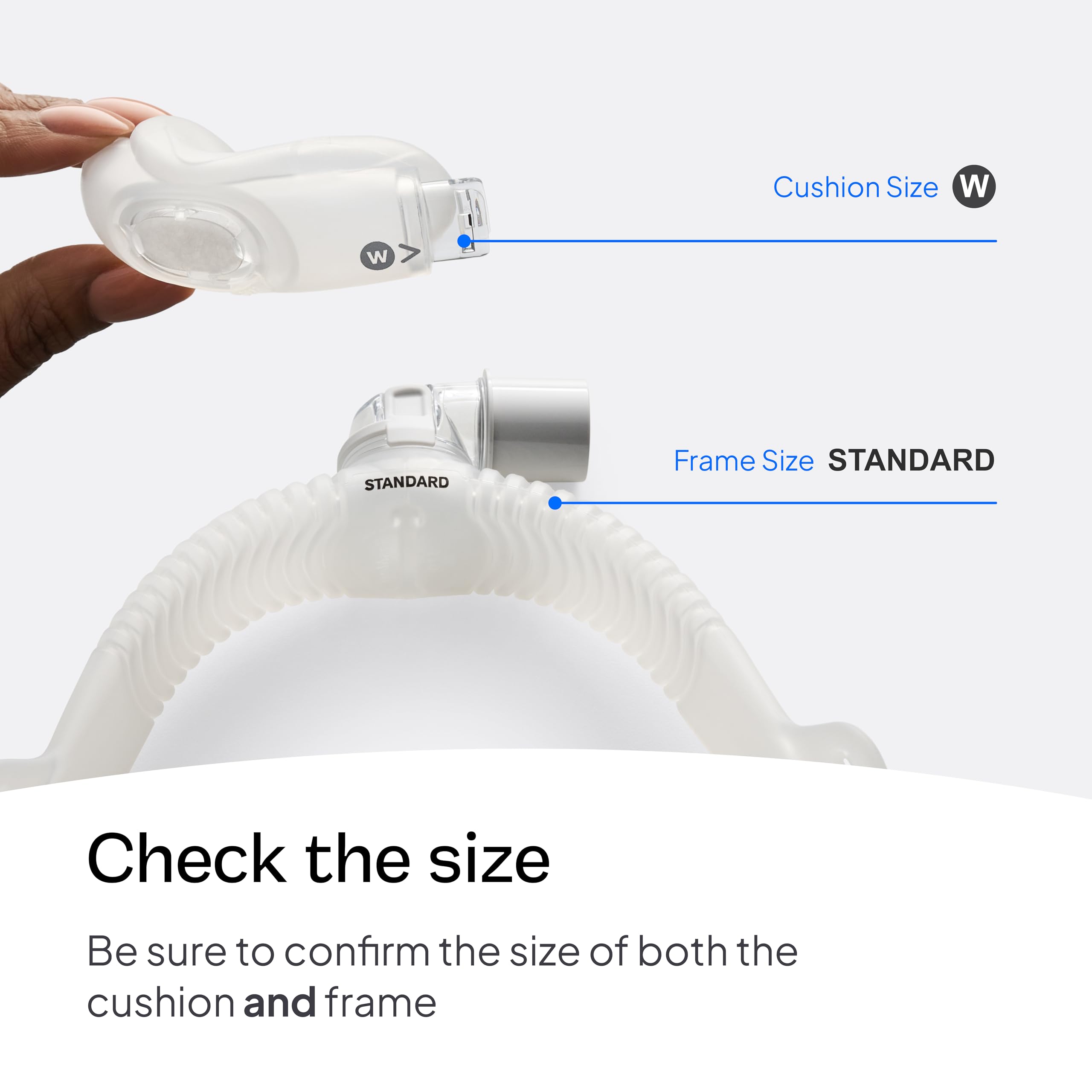 QuietAir technology within the frame helps reduce exhalation noise.