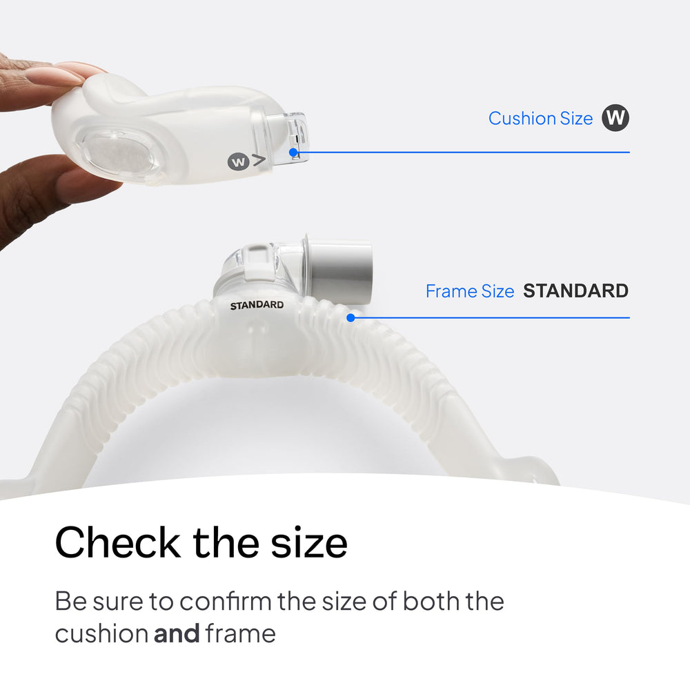 QuietAir technology within the frame helps reduce exhalation noise.