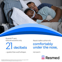 ResMed user wearing AirFit N30i cushion for restful sleep setup