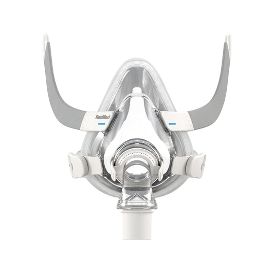 ResMed AirTouch F20 frame and elbow assembly for easy setup.