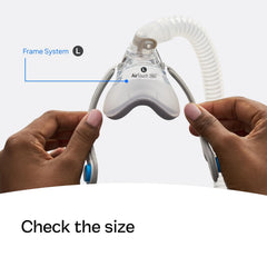 ResMed AirTouch N20 frame with elbow offers secure alignment for movement.