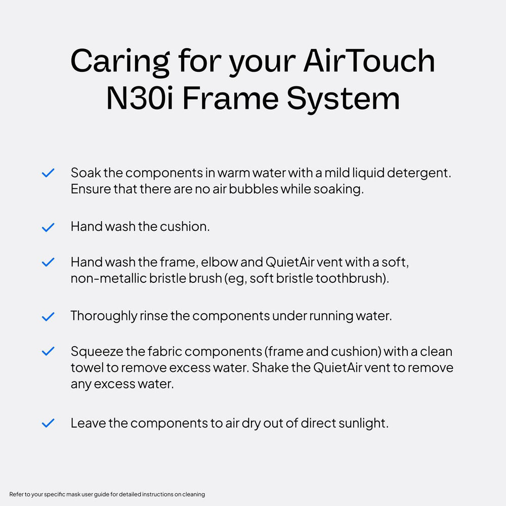 ResMed AirTouch N30i quick-release elbow enables easy detachment at night