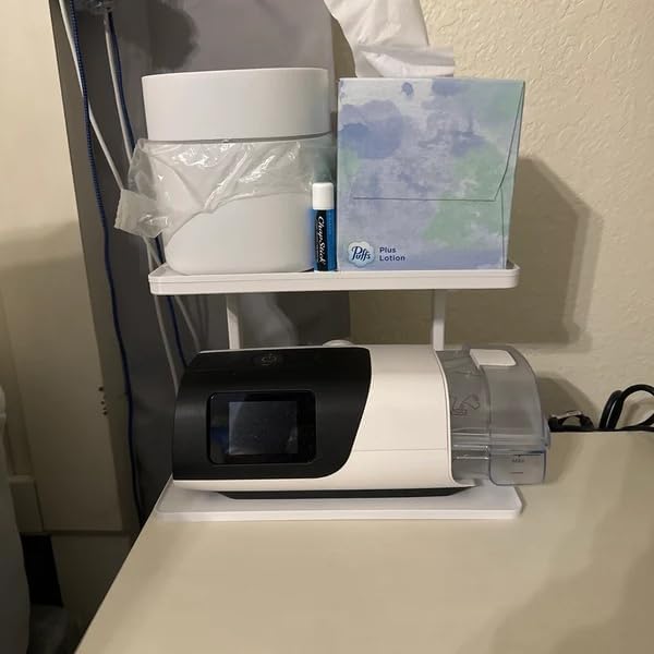 White ResMed CPAP bedside shelf shown with a clean, modern finish.