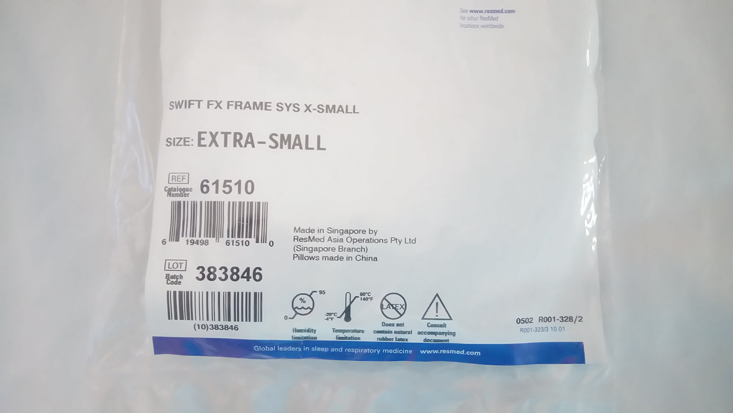 ResMed Swift FX XS frame assembly kit image highlighting parts for frame refresh