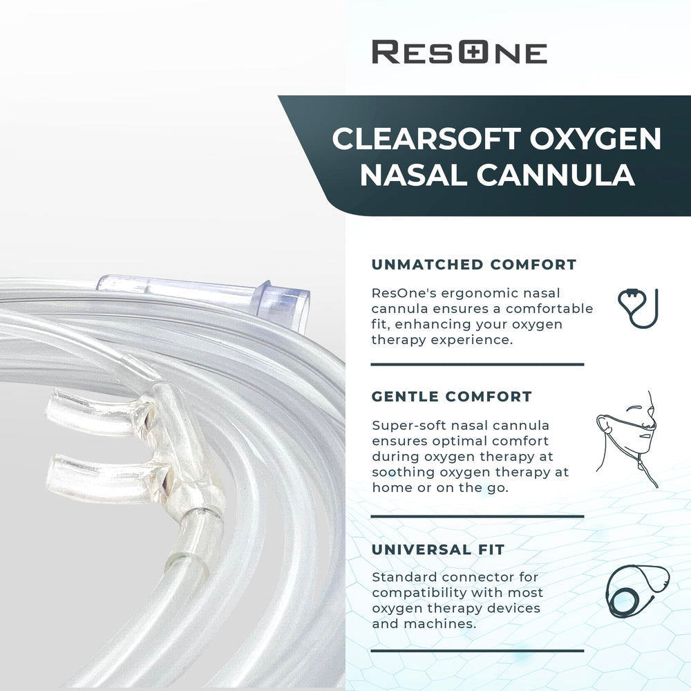 Crush-resistant tubing from ResOne for reliable oxygen delivery during daily activities.