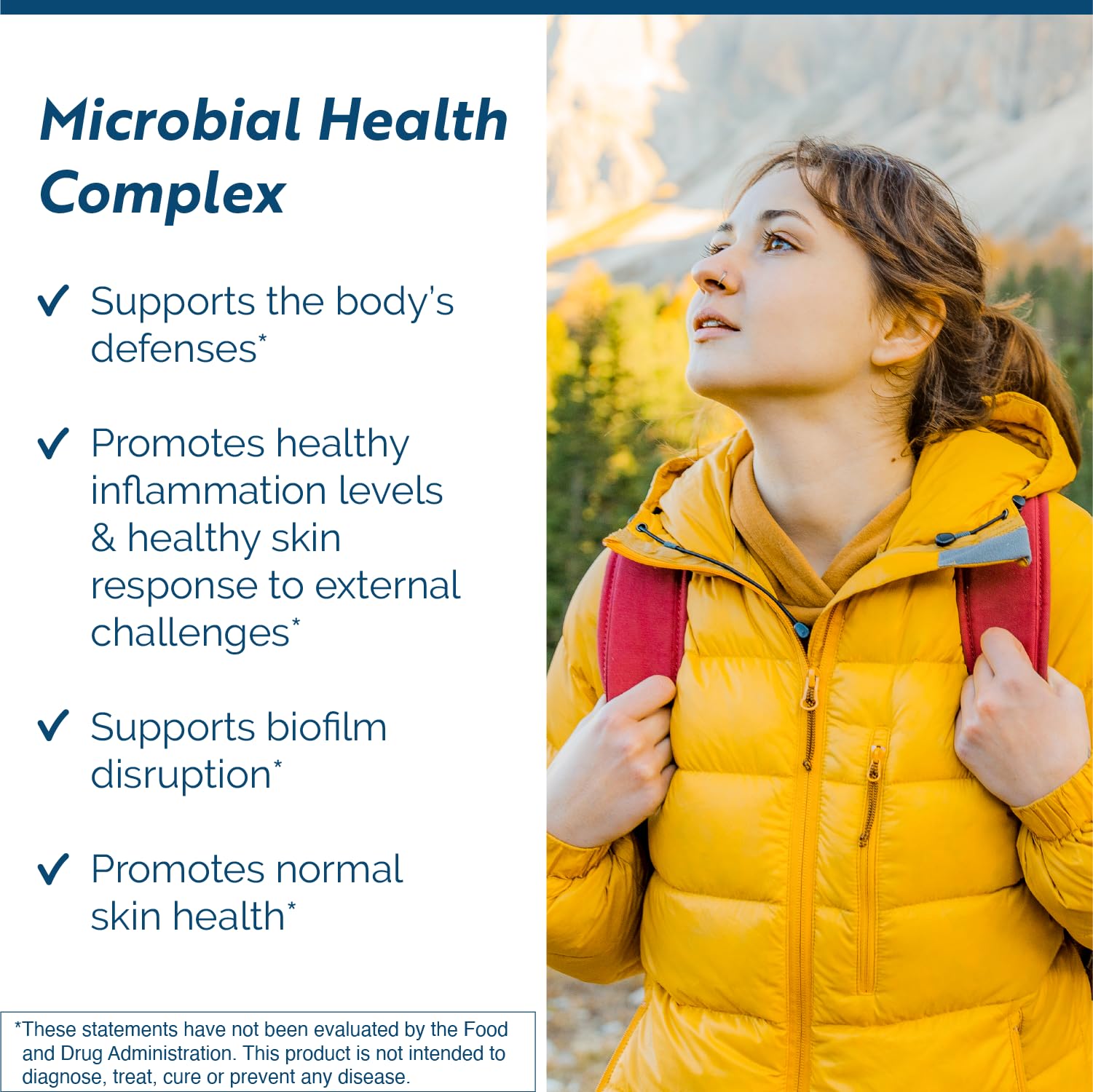 Researched Nutritionals Microbinate capsules closeup showing easy daily immune support.