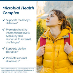 Researched Nutritionals Microbinate capsules closeup showing easy daily immune support.