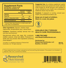 Researched Nutritionals room-temperature potency label indicates full potency without refrigeration