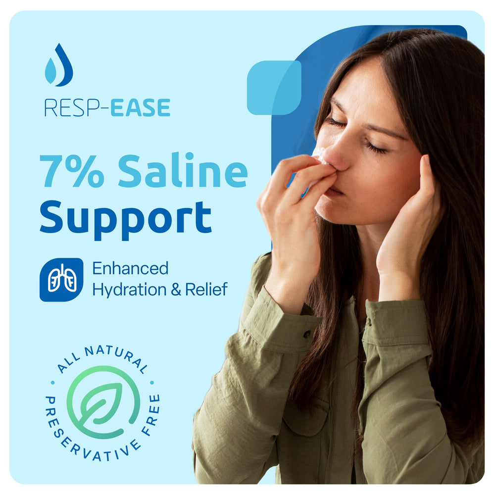 Resp-Ease nasal application close-up shows easy daily rinsing.