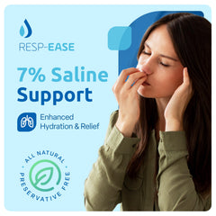 Resp-Ease nasal application close-up shows easy daily rinsing.