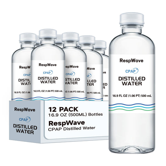 RespWave distilled water bottle for CPAP humidifier provides mineral-free, clean humidification.