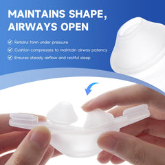 RespWellness silent-seal nasal pillow illustrating quiet performance.