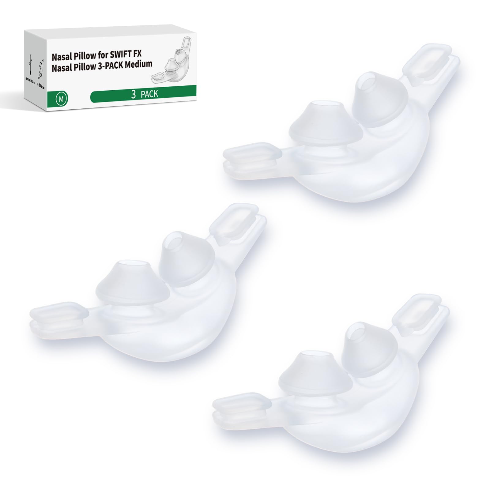 RespWellness Swift FX nasal pillow cushion 3-pack secures a comfortable seal