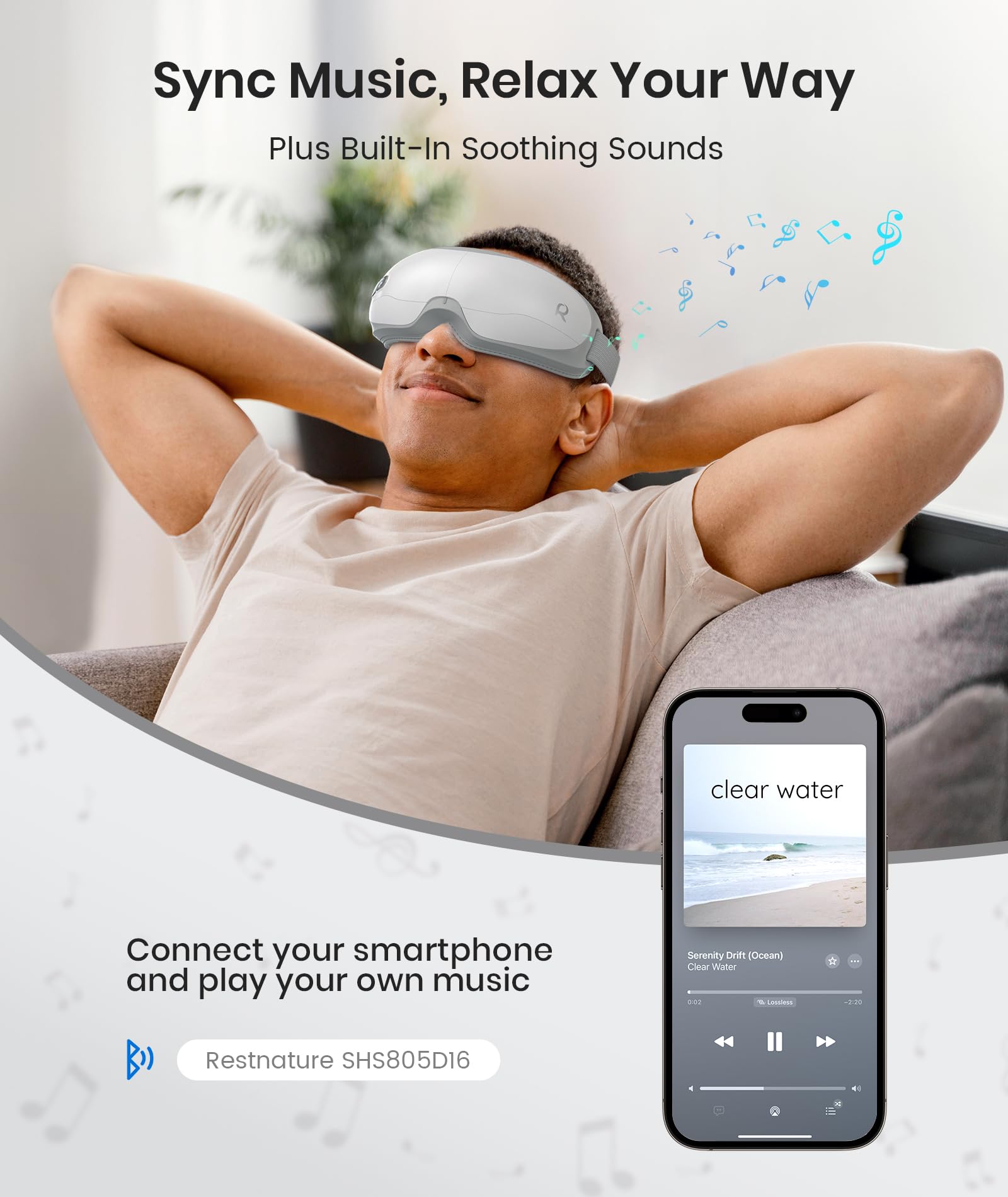 Restnature eye massager warmth settings offering cozy to deep relief