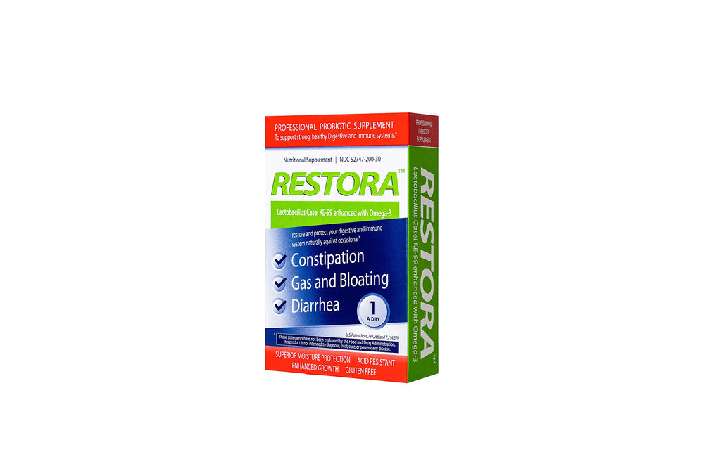 Close-up of Restora softgel capsules for convenient daily intake