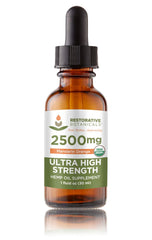 Restorative Botanicals hemp oil bottle with mandarin orange flavor for mood and focus