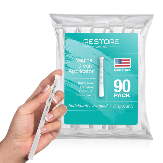 Restore Can Help BPA-free vaginal applicators, hygienically sealed for safety and purity.