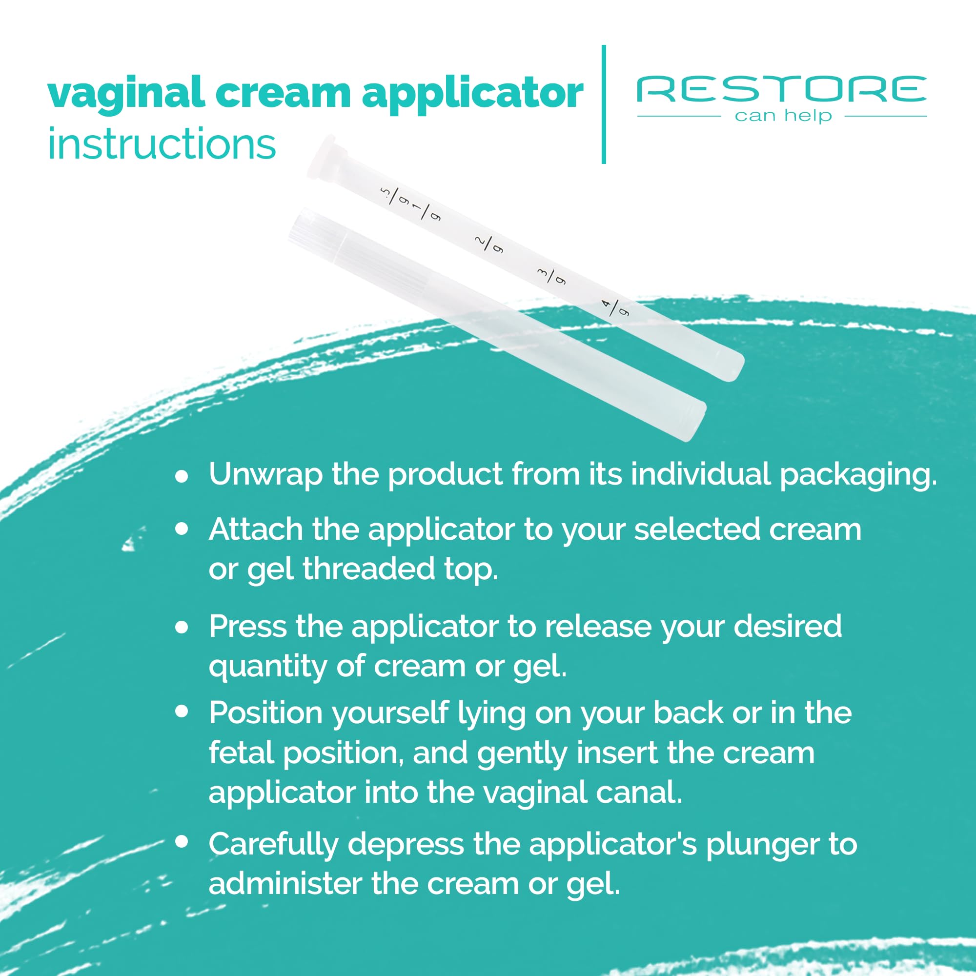 Restore Can Help compatible with Estrace, Premarin, Preseed and OTC creams for flexibility.