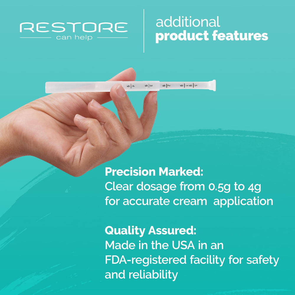 Restore Can Help individually wrapped applicators maintaining hygiene and convenience.
