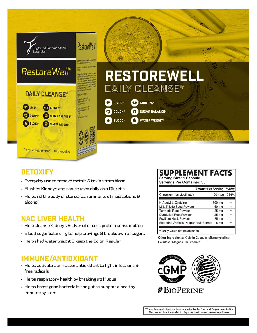 RestoreWell Daily Cleanse on a countertop, symbolizing a simple wellness routine.