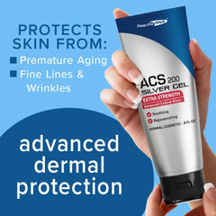 Results RNA ACS 200 gel shown on both face and body for dermal care.