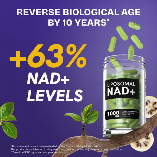 Resurrected Health 5-in-1 NAD formula bottle highlights focused mind and reduced brain fog