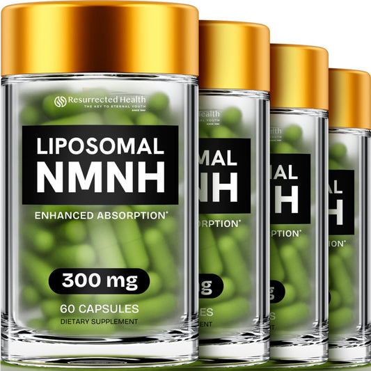 Resurrected Health NMNH 300mg bottle with capsules for steady daily energy.