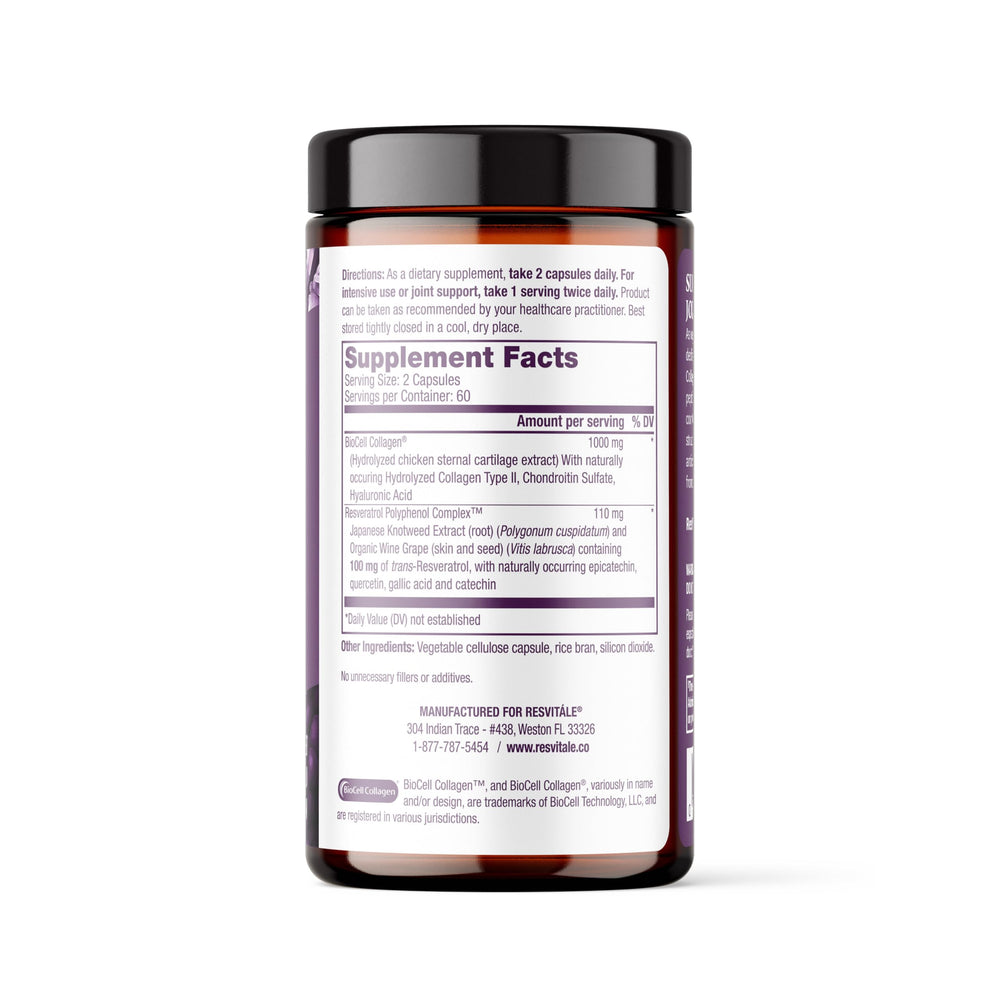 ResVitale Collagen Enhance bottle pour demonstrates easy daily use with water.
