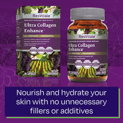 ResVitale Ultra Collagen Enhance visual implies radiant skin texture and healthy glow