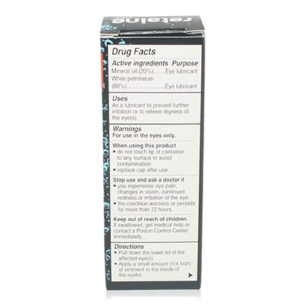 Retaine PM Nighttime Eye Ointment tube illustrating oil-based formula for soothing bedtime eye relief.