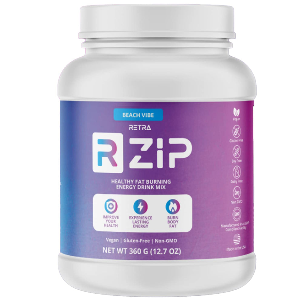 RETRA Detox Beach Vibe canister on the counter ready for daily energy.