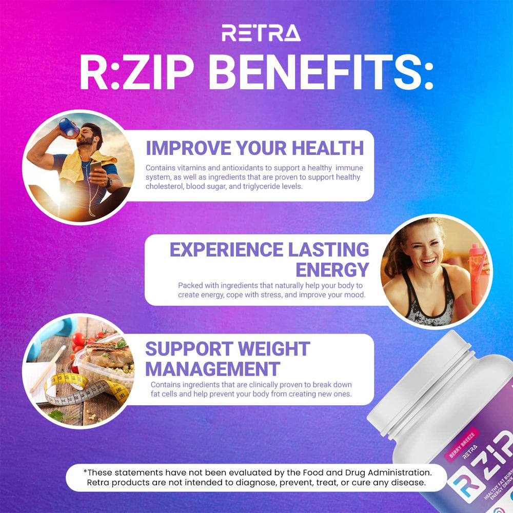 RETRA Zip Berry Breeze ingredients close-up highlights vegan and gluten-free benefits
