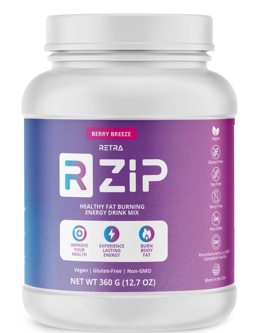 RETRA Zip Berry Breeze packaging highlighting vegan energy mix for immune and gut support